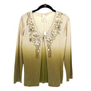 NEW Dfct Noble Beaded Embellished Sweater Cardigan Wool Metallic Japanese F US S